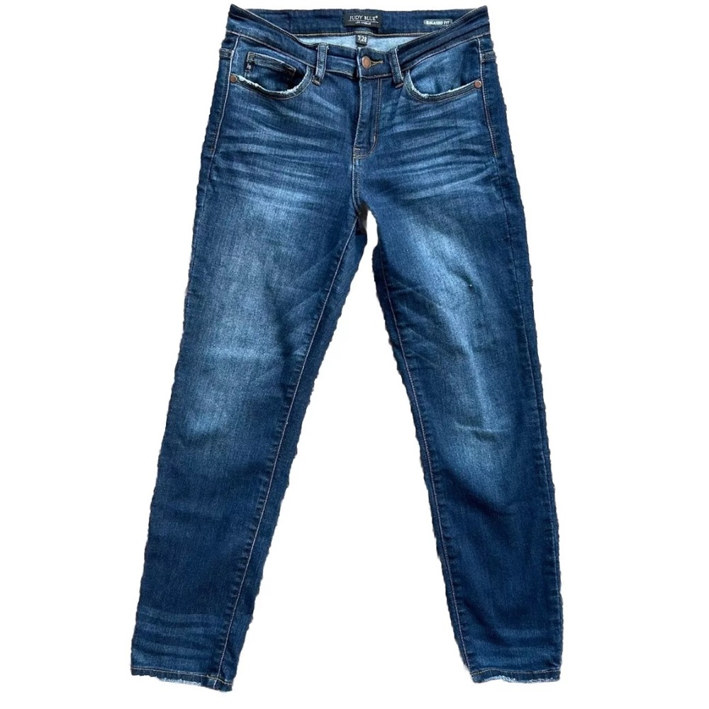 Judy Blue Relaxed Fit Ankle Jeans Dark Wash Style JB82102DK-PL Size 7/28 Stretch